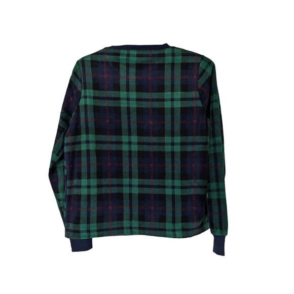 Old Navy Sweatshirt XS Women's Green Tartan Plaid Fleece Crewneck Sleepwear Cozy - Picture 3 of 6